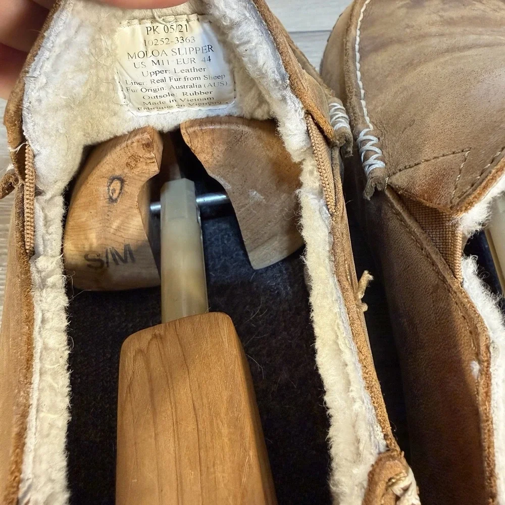 Olukai Brown Nubuck Pile Lined Moccasins Mens 11 M